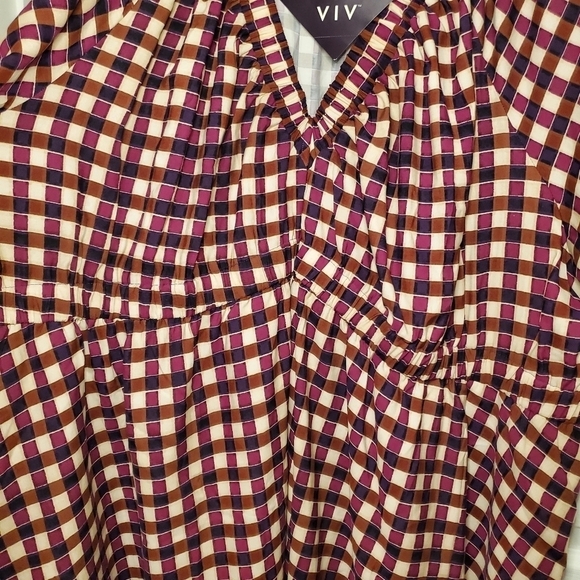 NWT Ava & Viv Brown Purple Gingham Dress Size 4X - Picture 4 of 12